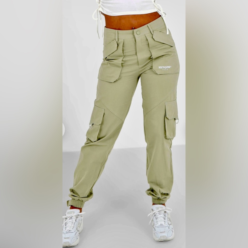 NWT SIXTH JUNE Women’s Multi pockets cargo Pants 33941-KAKI,Sizes XS, S, M and L - Picture 4 of 8
